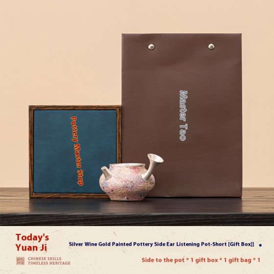 Gilded silver sprinkled golden pottery teapot